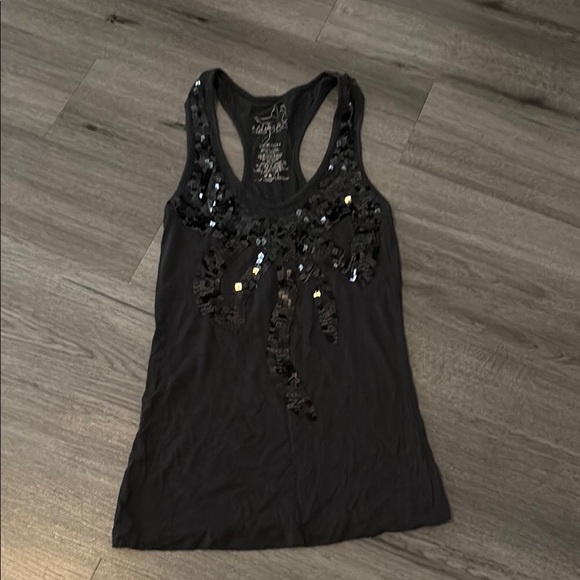 Miley Cyrus & Max Azria Tops - Vintage Miley Cyrus Max Azria Black Sequin Embellished Women's Tank Top